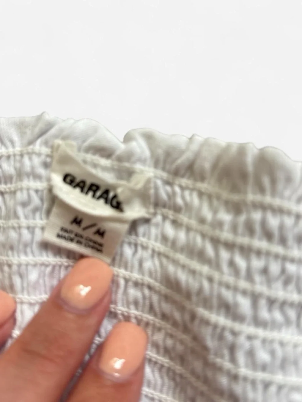 Garage White Textured Tube Top